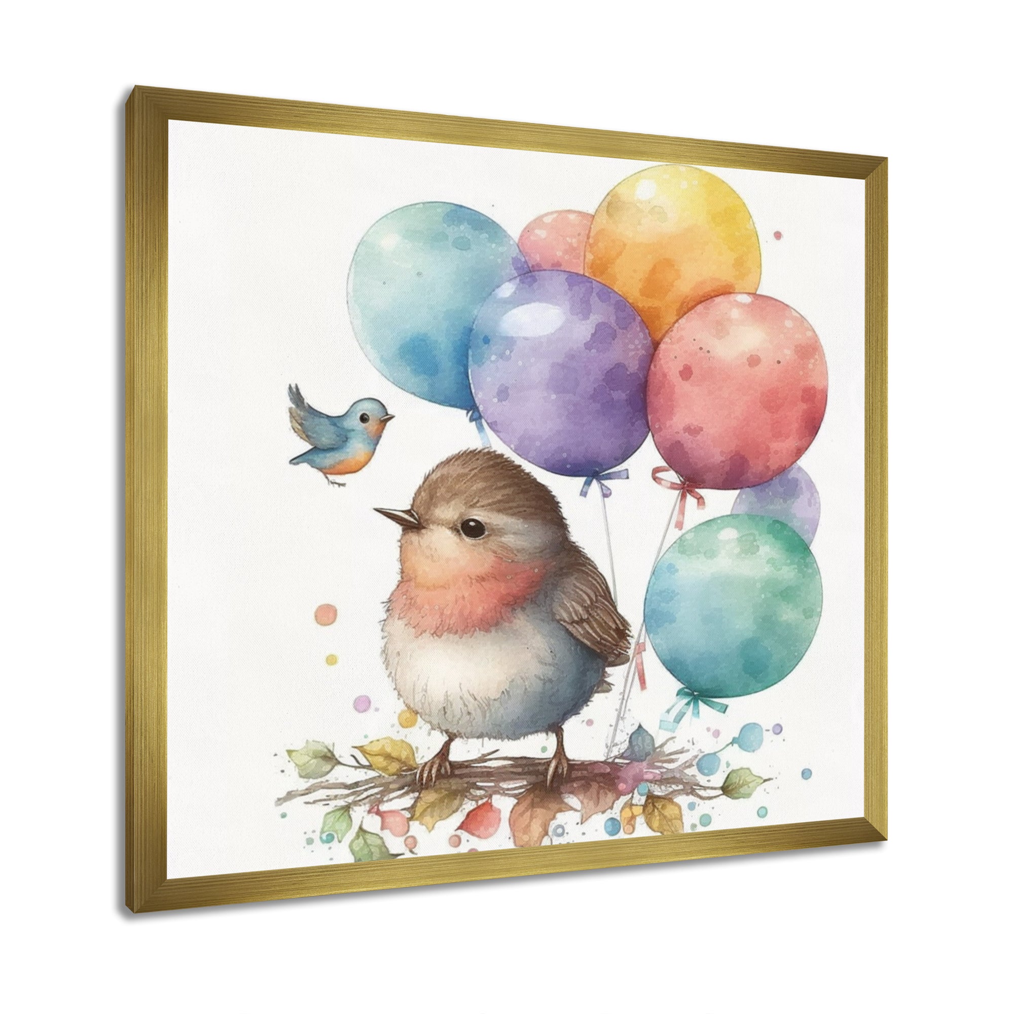 Brown Illustration Detailed Baby Bird - Bird Wall Decor