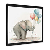 Grey Illustration Detailed Baby Elephant - Elephant Wall Decor