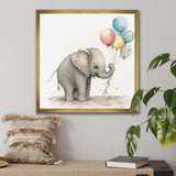 Grey Illustration Detailed Baby Elephant - Elephant Wall Decor