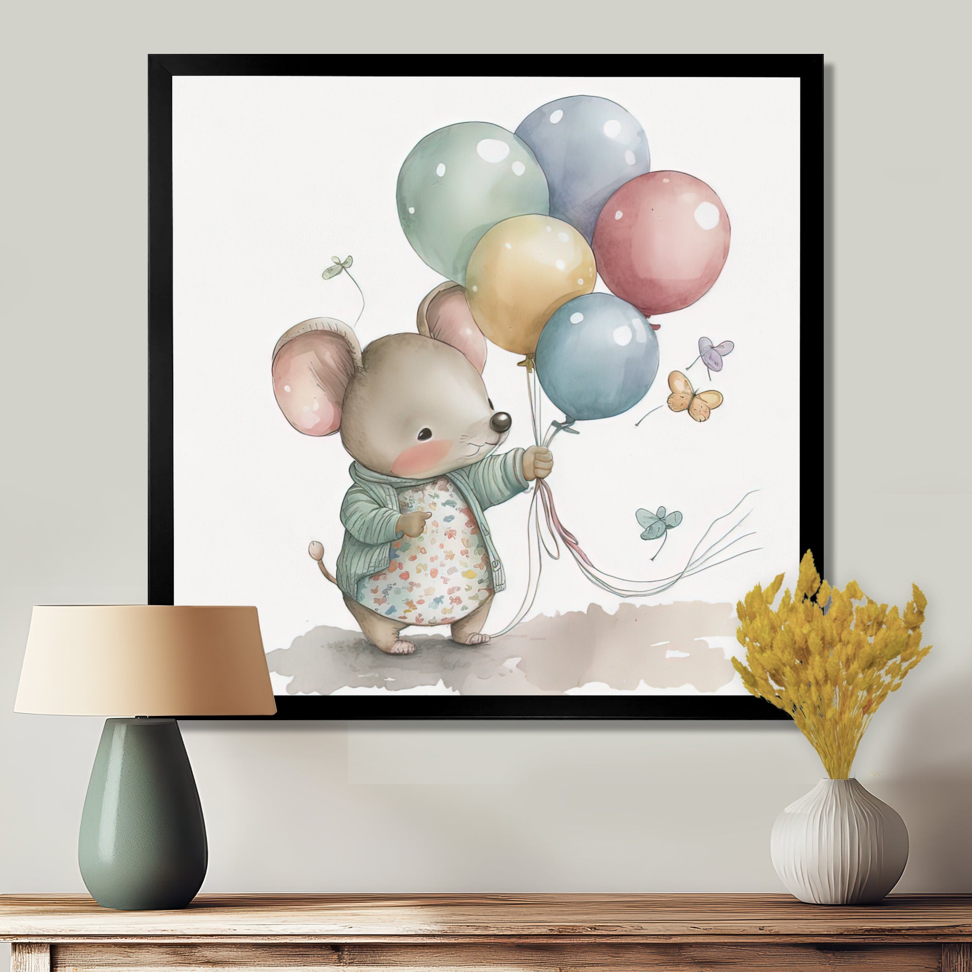 Grey Illustration Detailed Baby Mouse - Mouse Wall Art Prints
