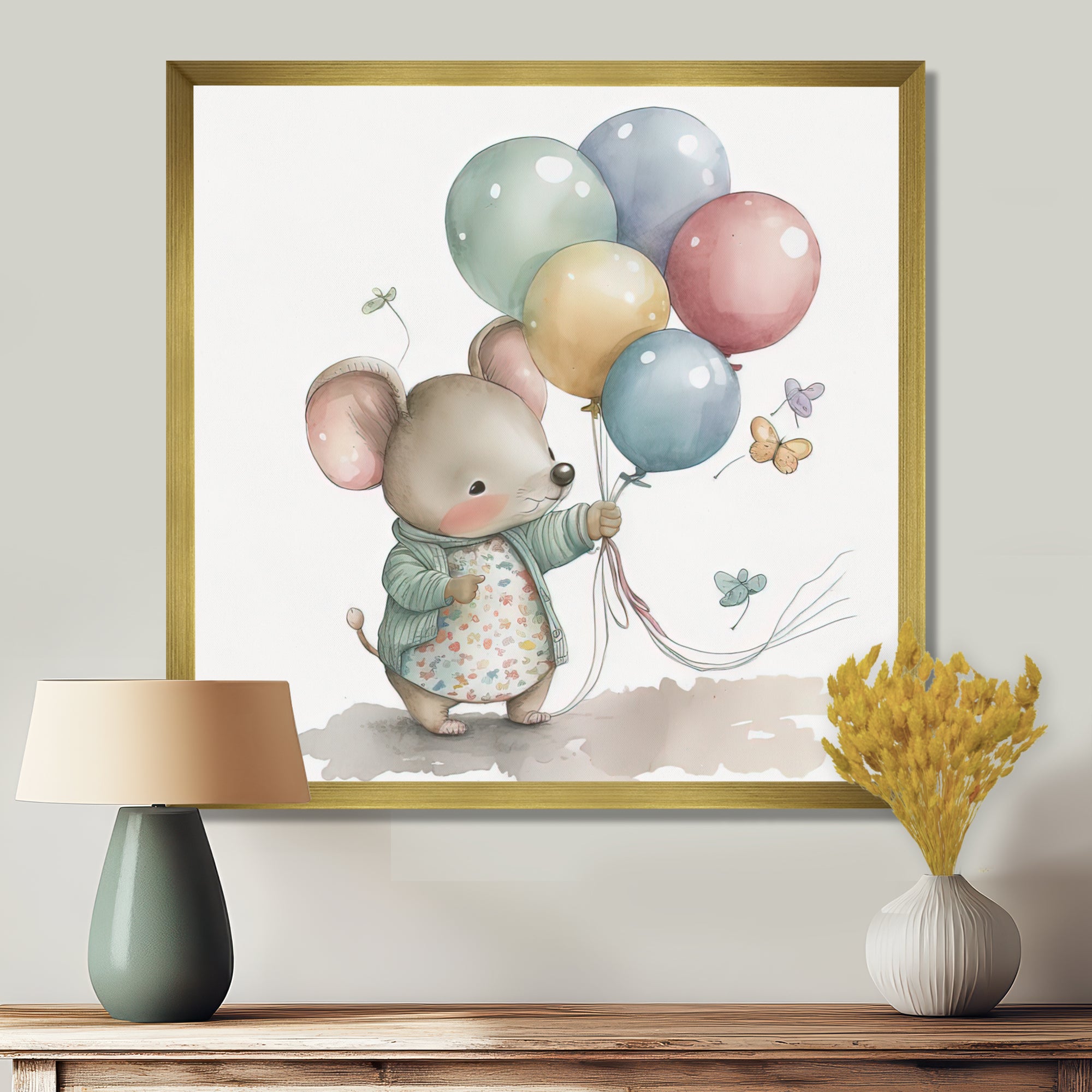 Grey Illustration Detailed Baby Mouse - Mouse Wall Art Prints