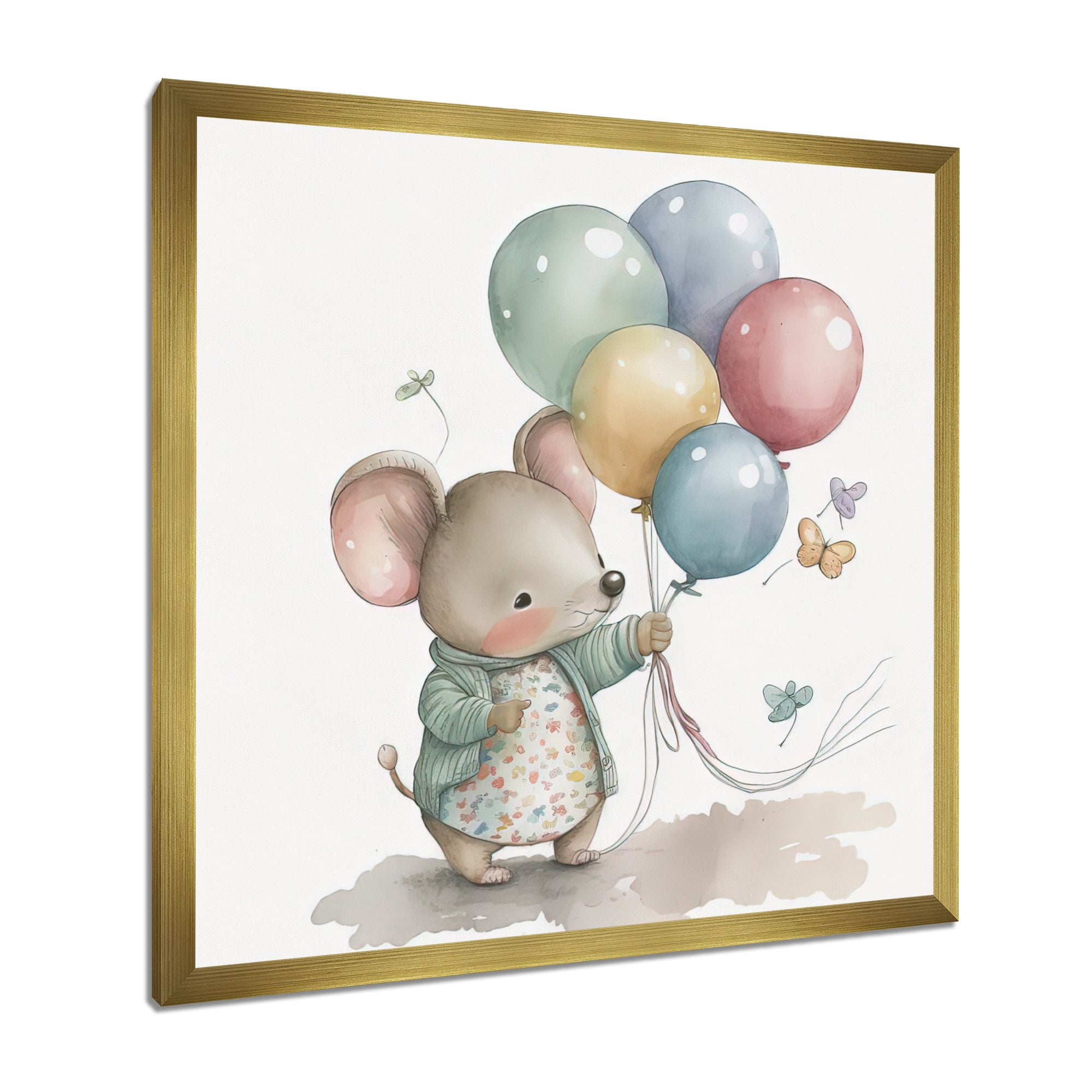 Grey Illustration Detailed Baby Mouse - Mouse Wall Art Prints