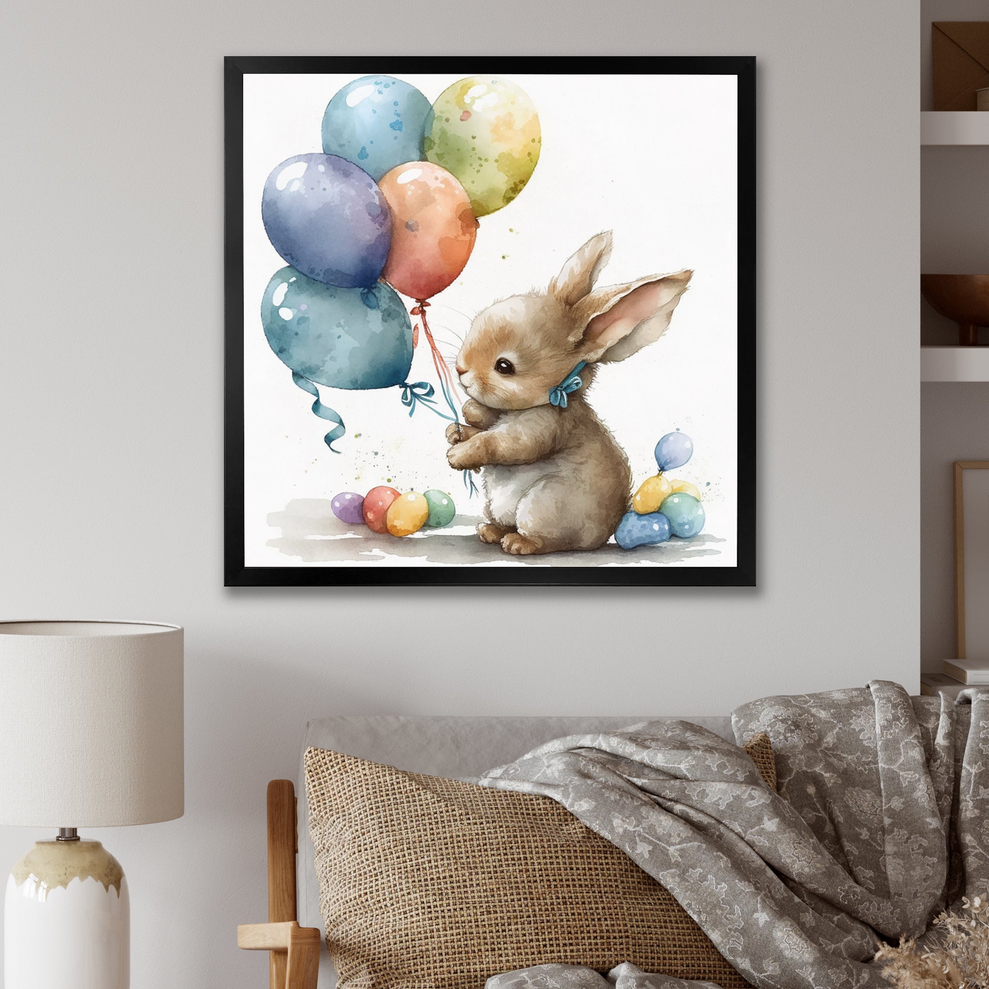 Brown Illustration Detailed Baby Rabbit - Brown Rabbit Wall Art