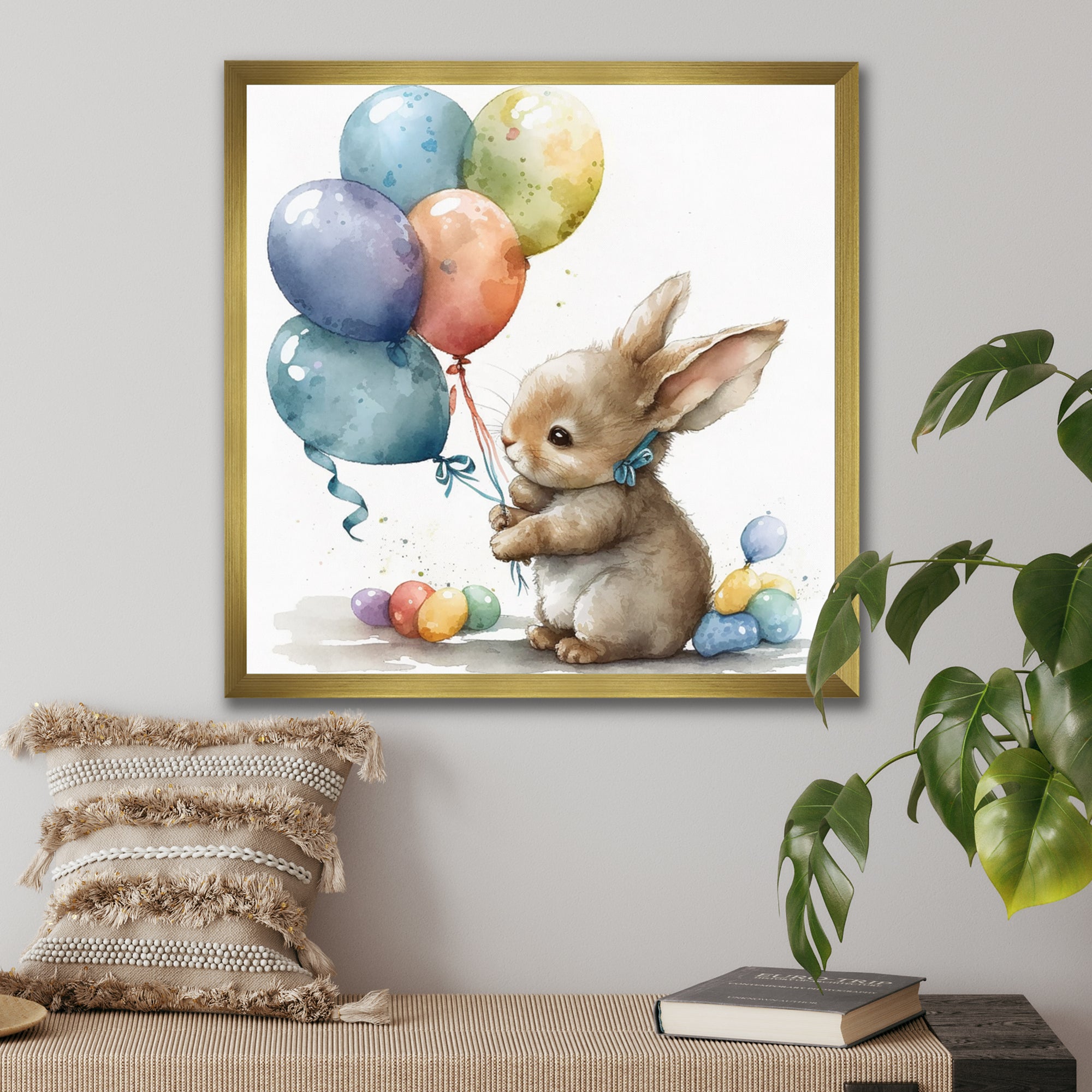 Brown Illustration Detailed Baby Rabbit - Brown Rabbit Wall Art