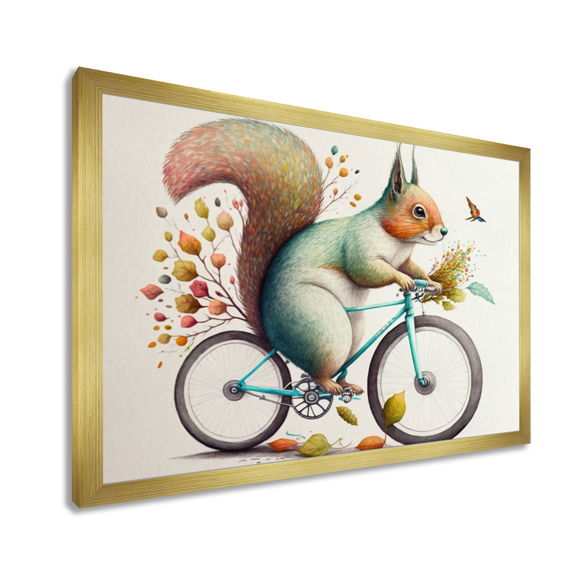 White Squirrel Riding Bike - White Squirrel Wall Art