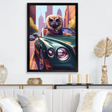 Brown Bird Wearing Sunglasses In Sportscar - Bird Fashion Wall Art Prints
