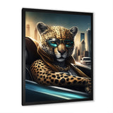 Yellow Leopard Wearing Sunglasses In Sportscar - Yellow Leopard Wall Art