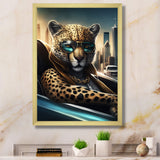 Yellow Leopard Wearing Sunglasses In Sportscar - Yellow Leopard Wall Art