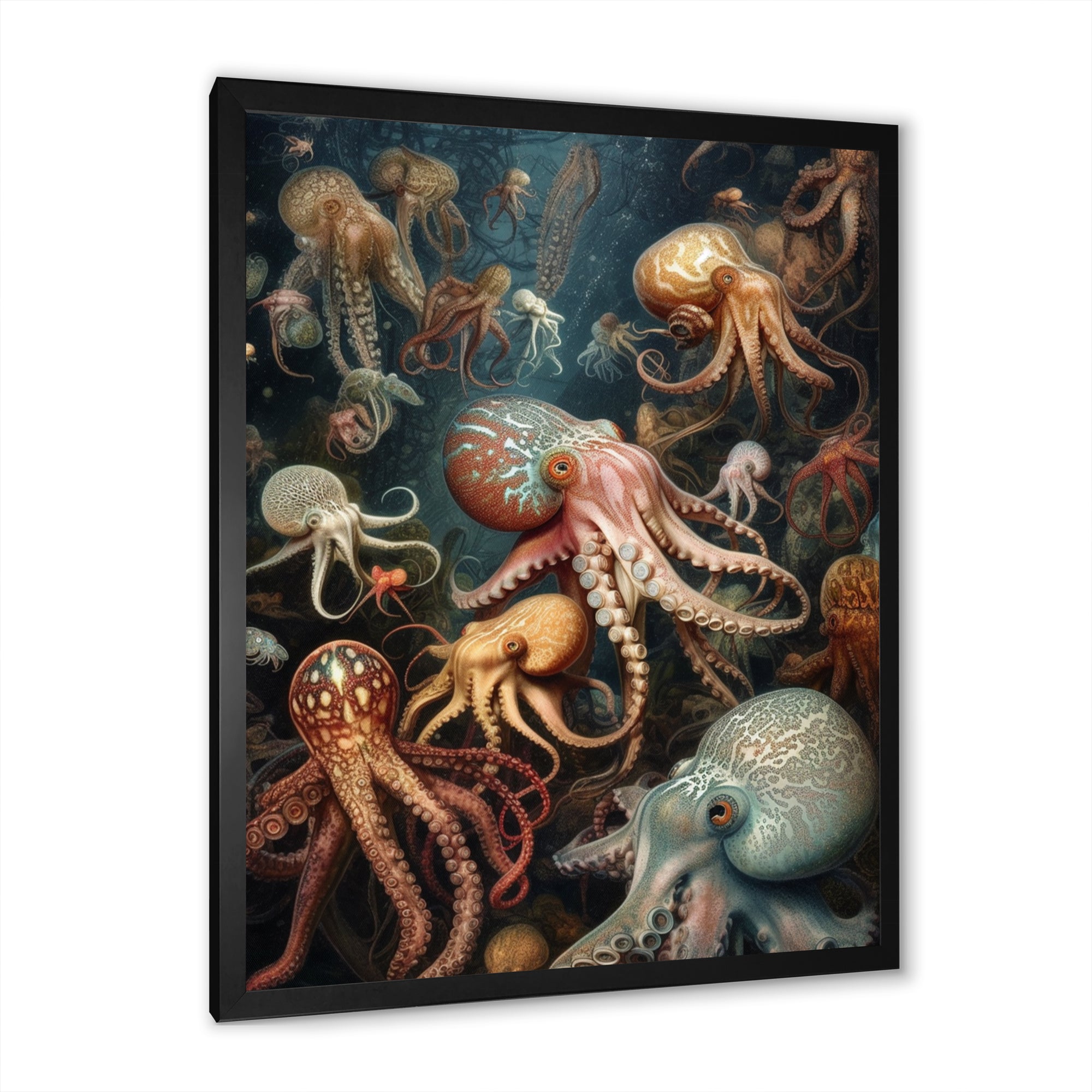 Many Squids - Octopus Large Canvas Wall Art