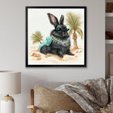 Bunny Sitting On The Beach - Rabbit Living Room Wall Art