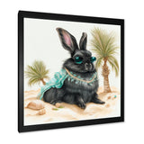 Bunny Sitting On The Beach - Rabbit Living Room Wall Art