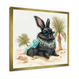 Bunny Sitting On The Beach - Rabbit Living Room Wall Art