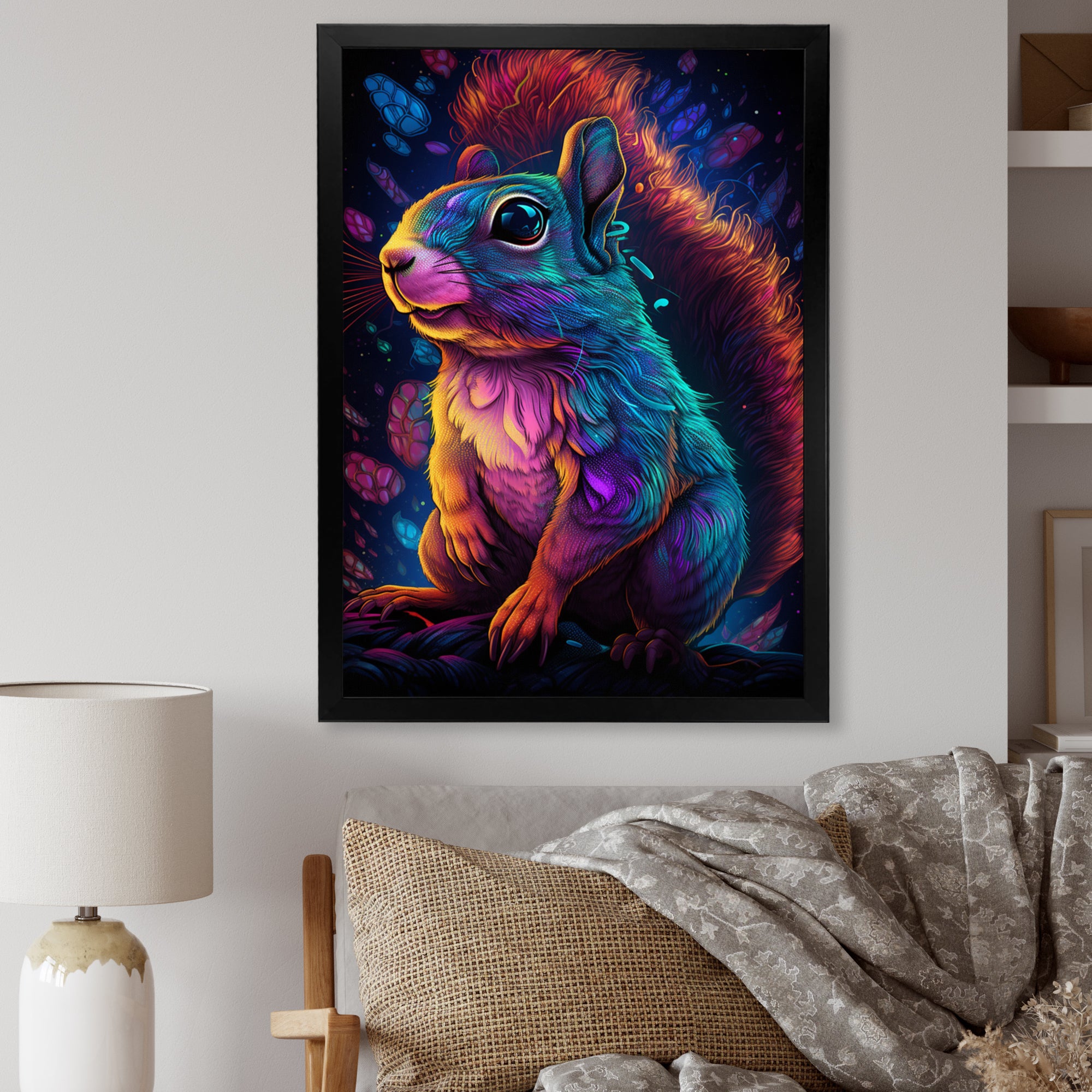 Colorful Squirrel - Blue Squirrel Wall Art