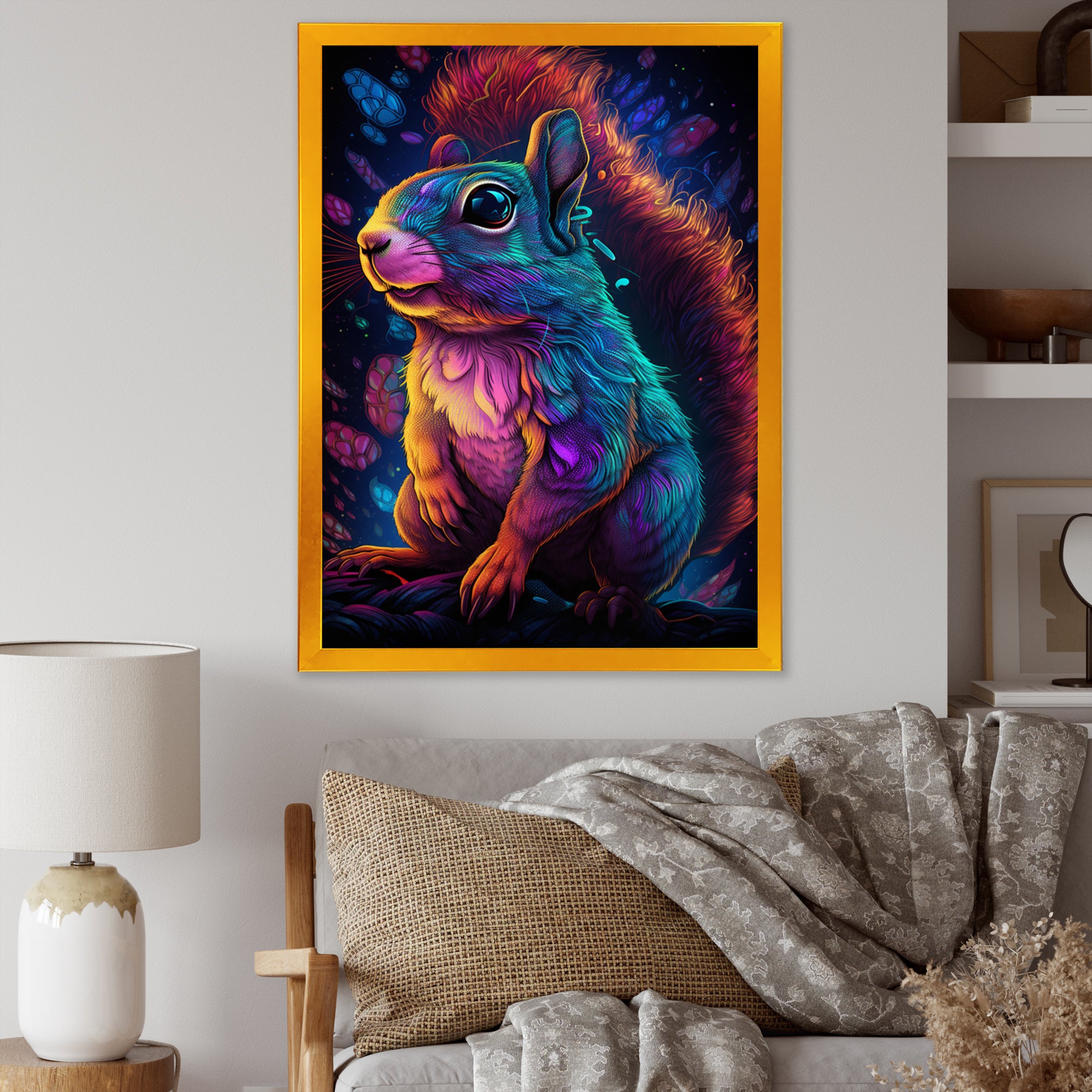 Colorful Squirrel - Blue Squirrel Wall Art
