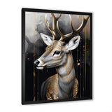 Deer Portrait In The Wild - Deer Framed Canvas Art