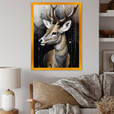 Deer Portrait In The Wild - Deer Framed Canvas Art