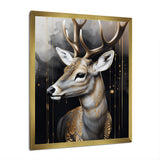 Deer Portrait In The Wild - Deer Framed Canvas Art