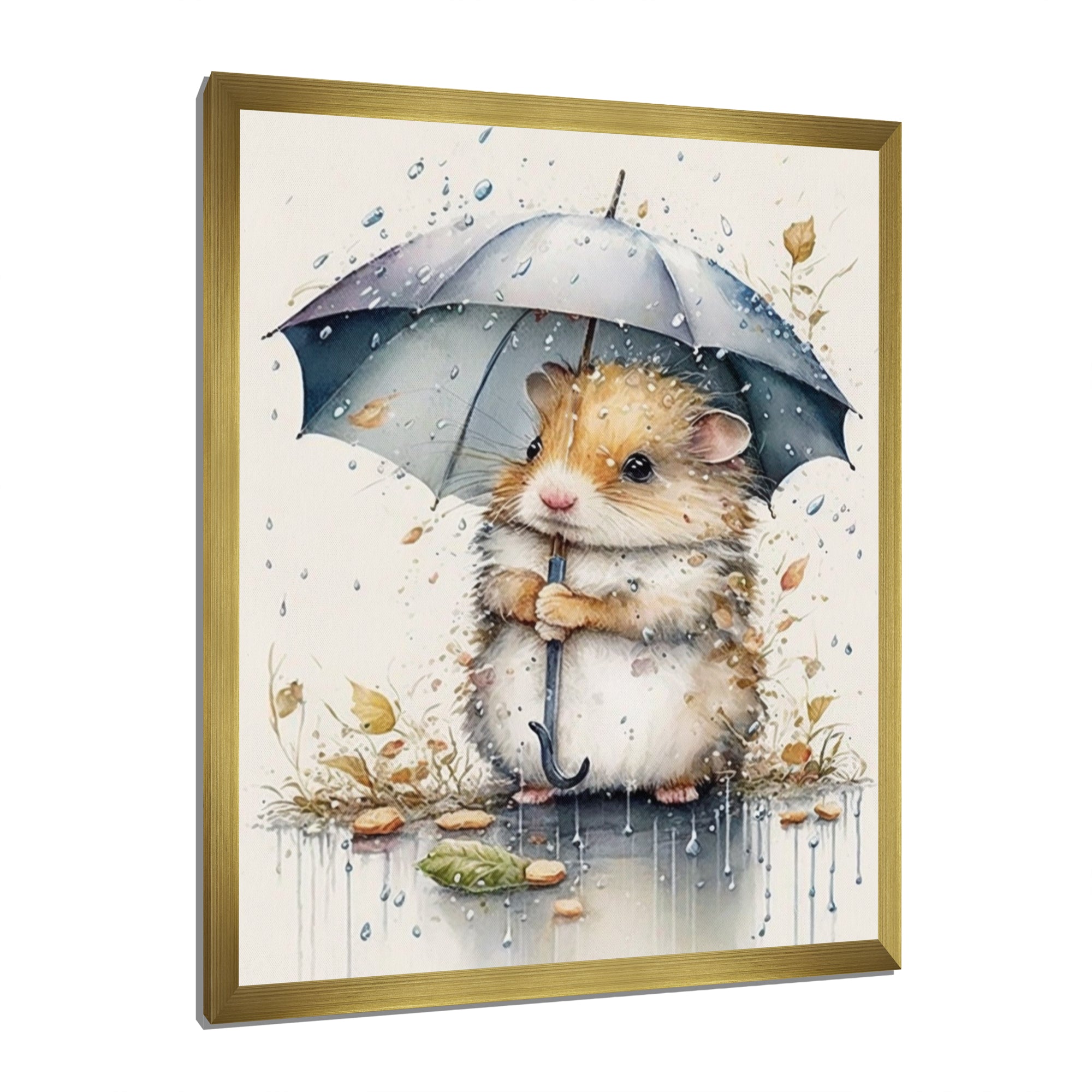 Hamster Rainy Day Umbrella - Hamster Canvas Wall Art