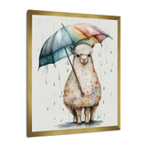 Cute Llama With Umbrella Rainy Day - Llama Wall Art Prints