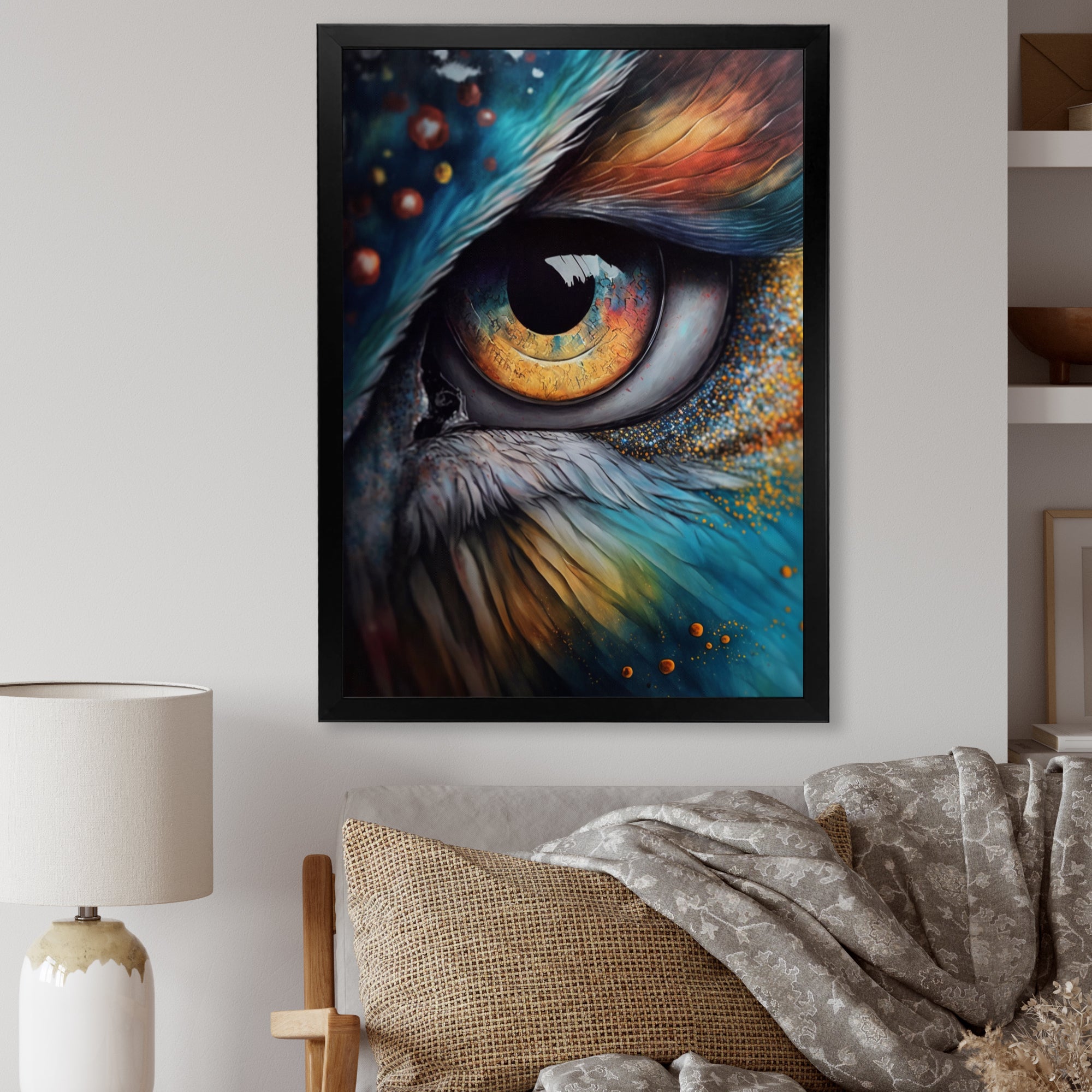 Blue Spiritual Owl Eye - Owl Bedroom Wall Art
