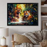 Colorful Tigers In The Wild - Yellow Tiger Wall Art