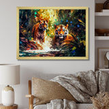 Colorful Tigers In The Wild - Yellow Tiger Wall Art