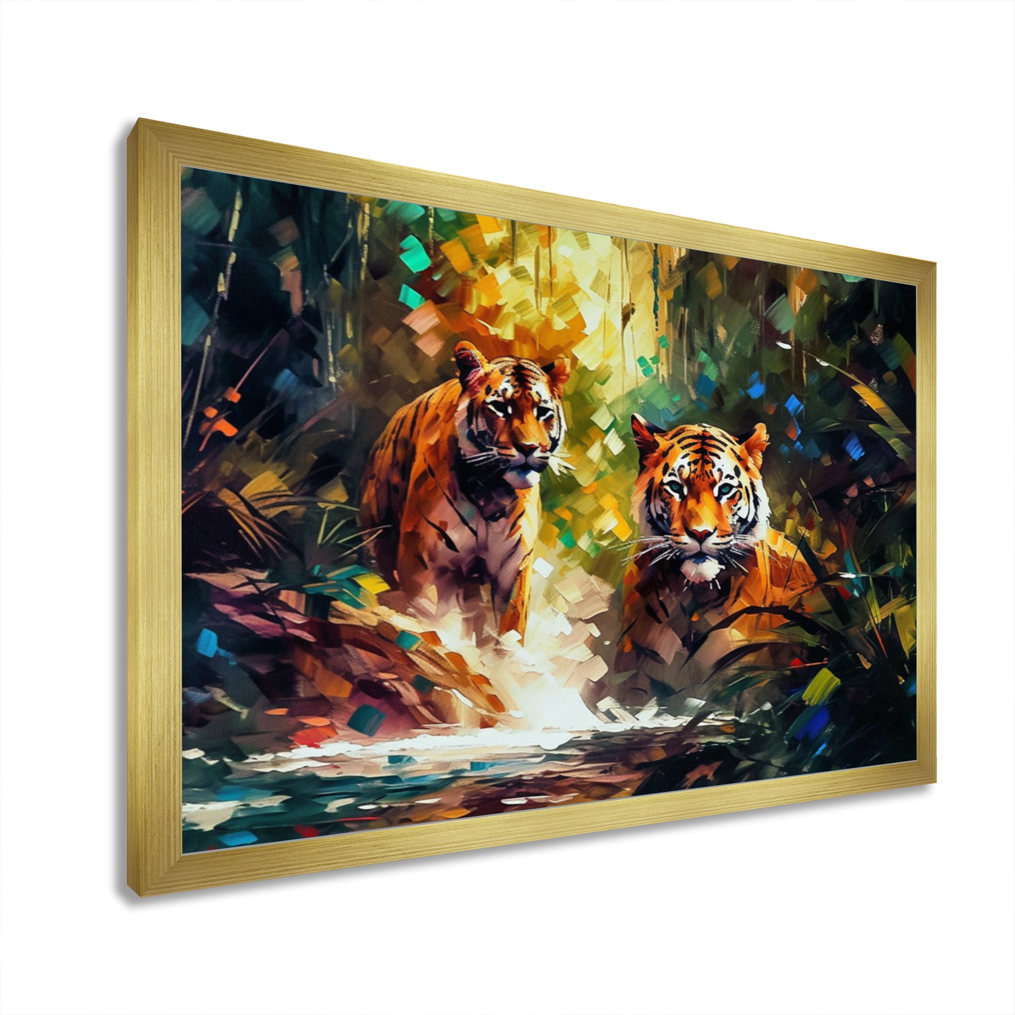 Colorful Tigers In The Wild - Yellow Tiger Wall Art