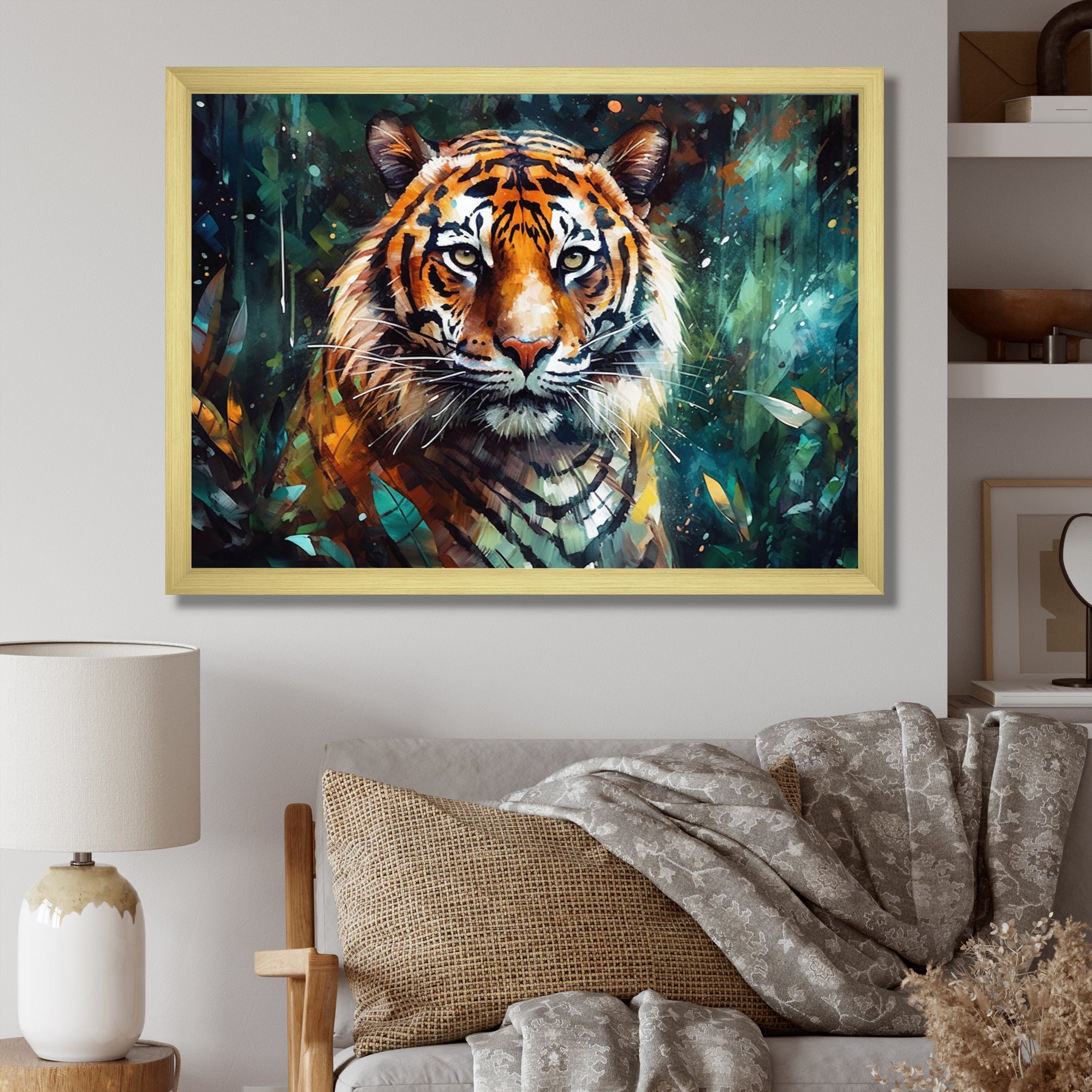 Colorful Tiger In The Wild - Yellow Tiger Wall Art