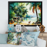 Dog On The Beach - Dog Framed Canvas Art