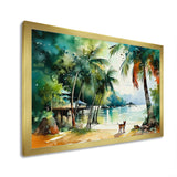 Dog On The Beach - Dog Framed Canvas Art