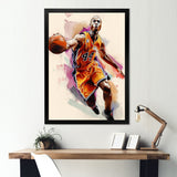 Drawing Basketball Payer In Action - Sport Basketball Canvas Wall Art