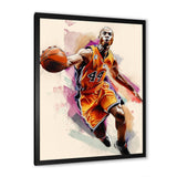Drawing Basketball Payer In Action - Sport Basketball Canvas Wall Art