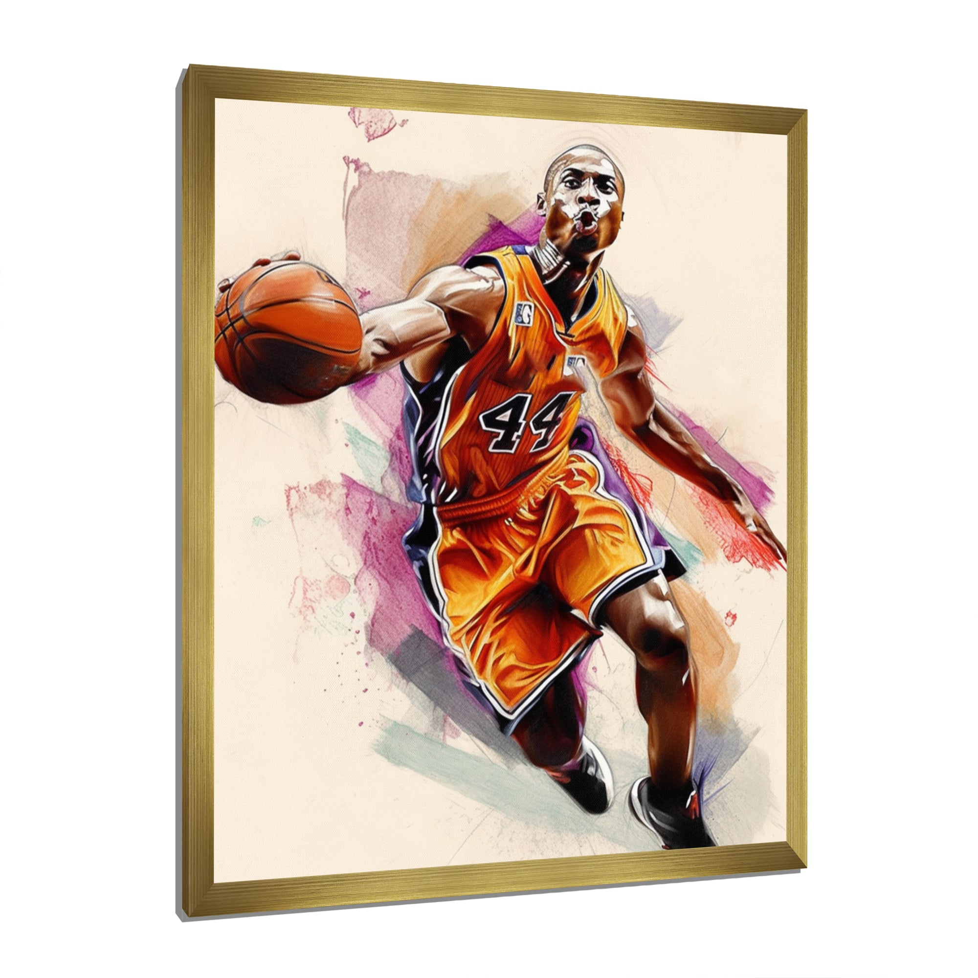 Drawing Basketball Payer In Action - Sport Basketball Canvas Wall Art