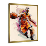 Drawing Basketball Payer In Action - Sport Basketball Canvas Wall Art