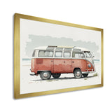 Van On The Beach - Car Van Canvas Wall Art