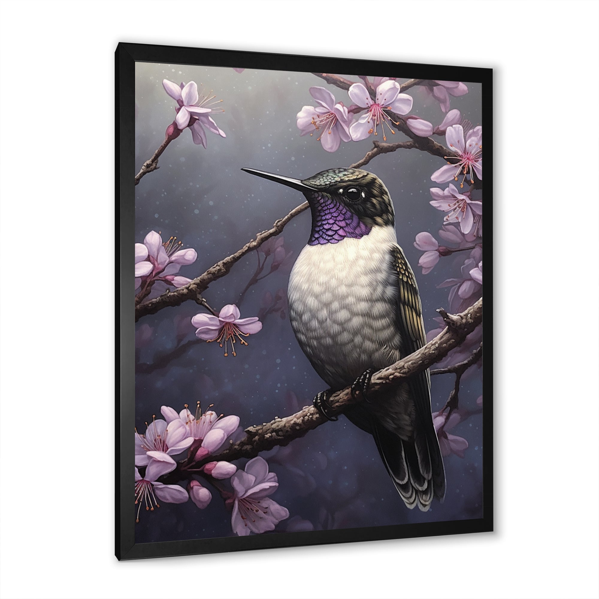 Purple Bird On Tree Branch - Bird Wall Decor