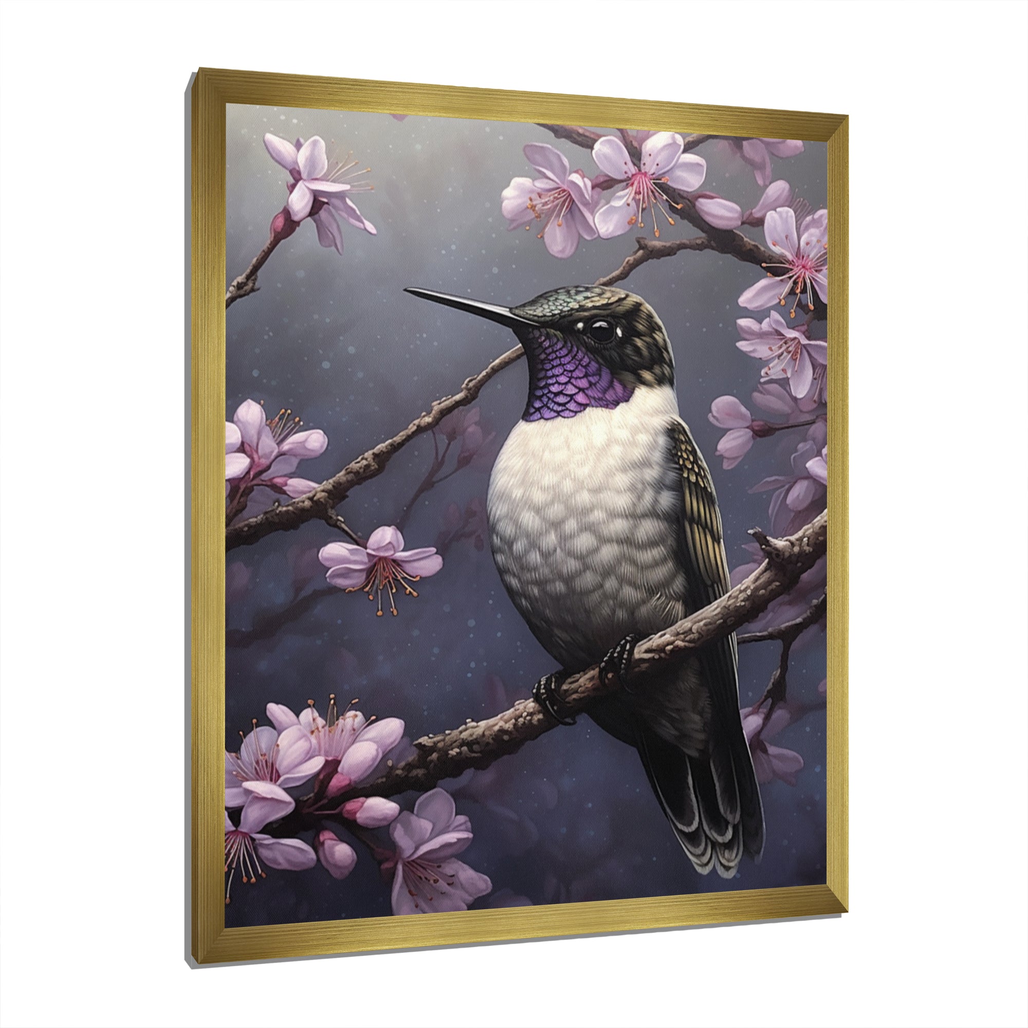 Purple Bird On Tree Branch - Bird Wall Decor