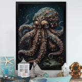 Brown Octopus Under The Sea - Octopus Wall Decor