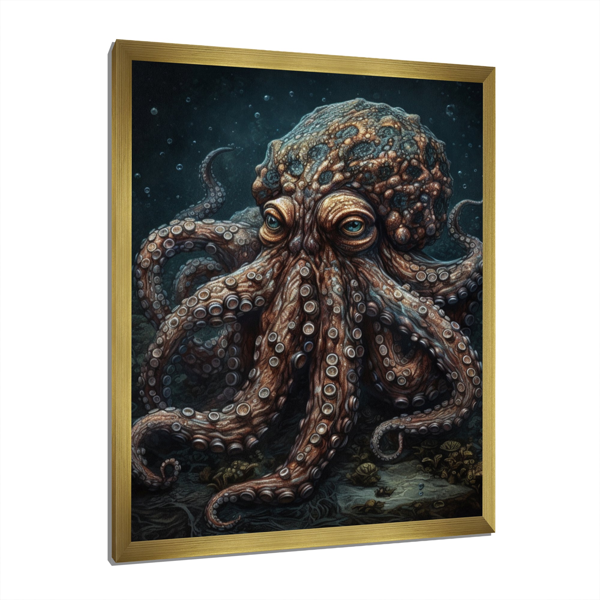 Brown Octopus Under The Sea - Octopus Wall Decor