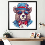 Blue Bear Portrait With Hat - Bear Wall Art Prints