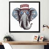 Grey Elephant With Hat - Gray Elephant Fashion Wall Art