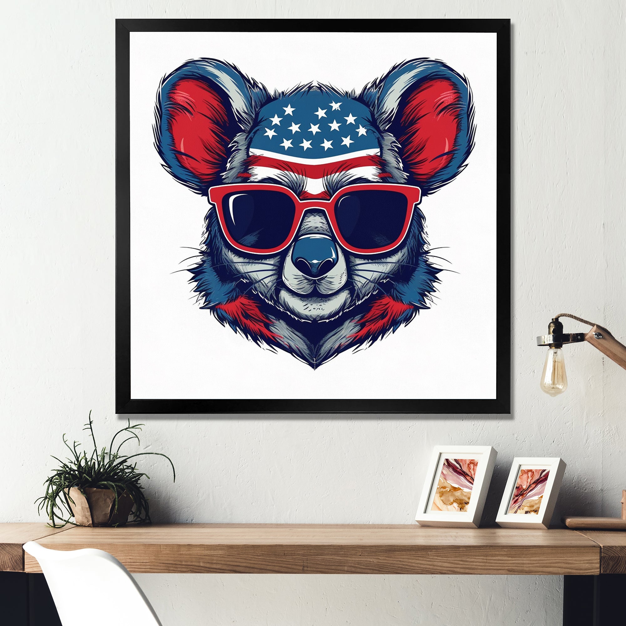 Blue Red Koala Wearing Sunglasses - Koala Large Canvas Wall Art