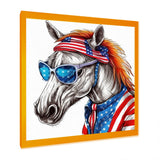 Red Blue Horse With Sunglasses And Shirt - Horse Bedroom Wall Art