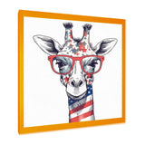 Red Blue Giraffe With Glasses - Giraffe Canvas Wall Art