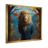 Yellow Blue Lion In Suit - Yellow Lion Wall Art