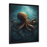 Brown Blue Octopus Under The Sea - Brown Octopus Wall Art