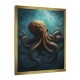 Brown Blue Octopus Under The Sea - Brown Octopus Wall Art