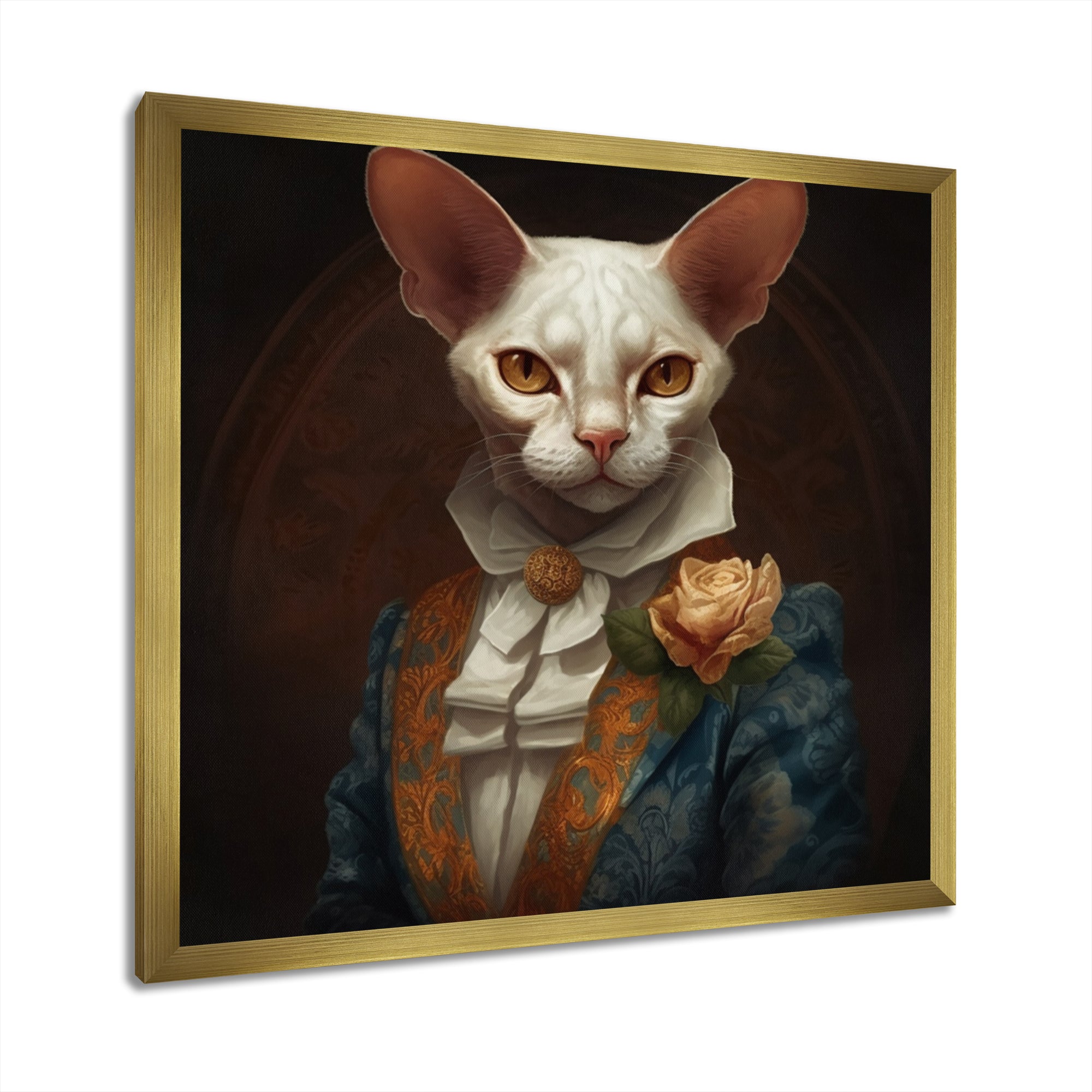 White Fancy Cat - Cat Large Canvas Wall Art
