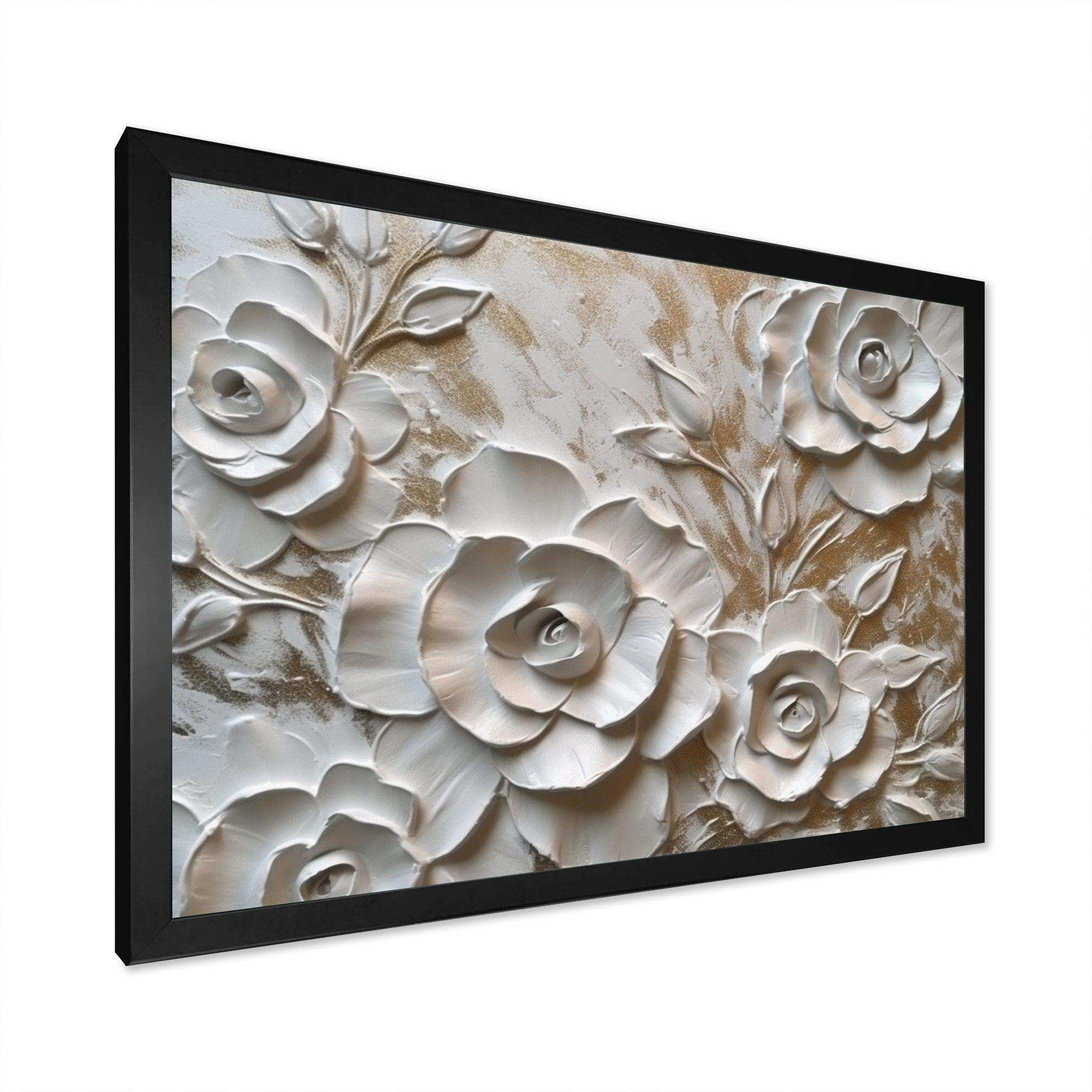White Roses In Bloom - Floral Canvas Wall Art