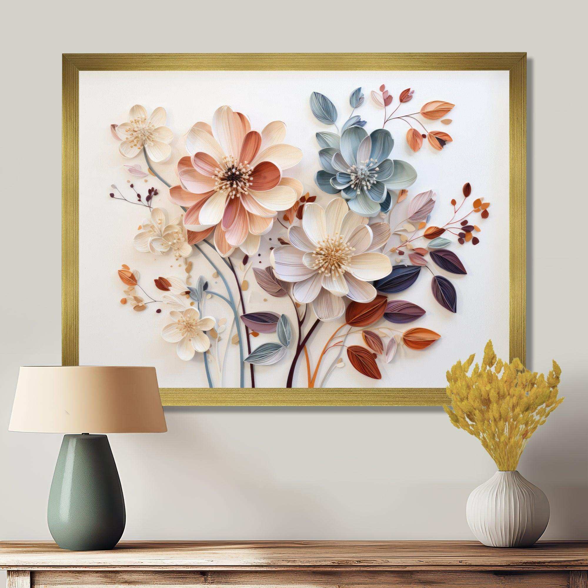 White Botanical Collage - Abstract Canvas Wall Art